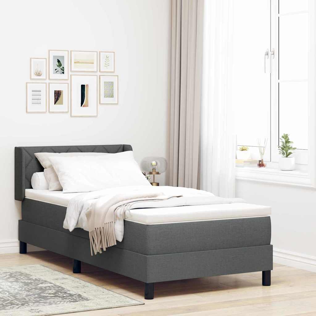 Letto a molle con materasso Grigio scuro 200 x 90 cm Tessuto