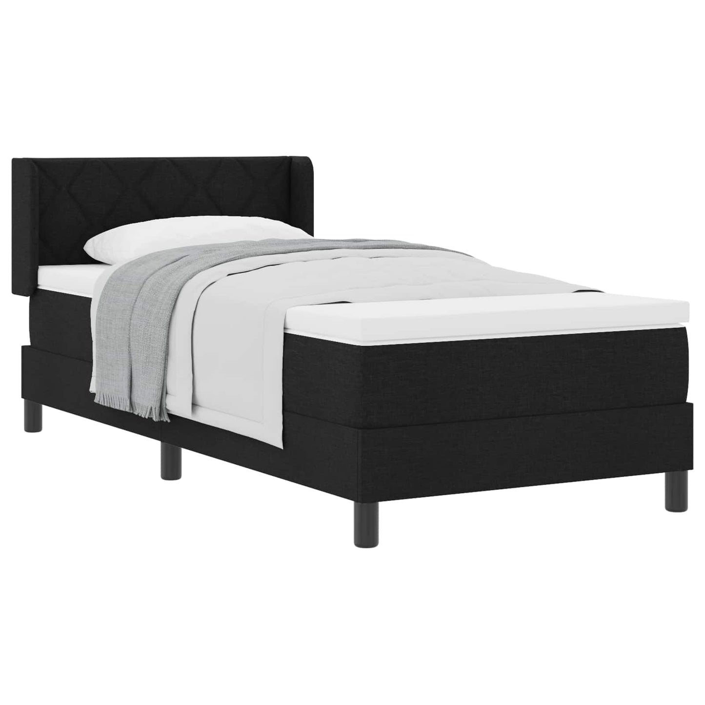 Letto a molle con materasso Nero 200 x 90 cm Tessuto