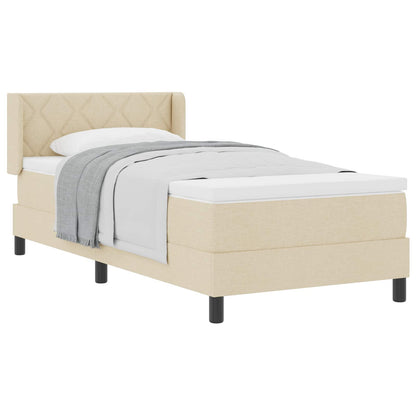 Letto a molle con materasso Crema 200 x 90 cm Tessuto