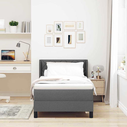 Letto a molle con materasso Grigio scuro 200 x 100 cm Tessuto