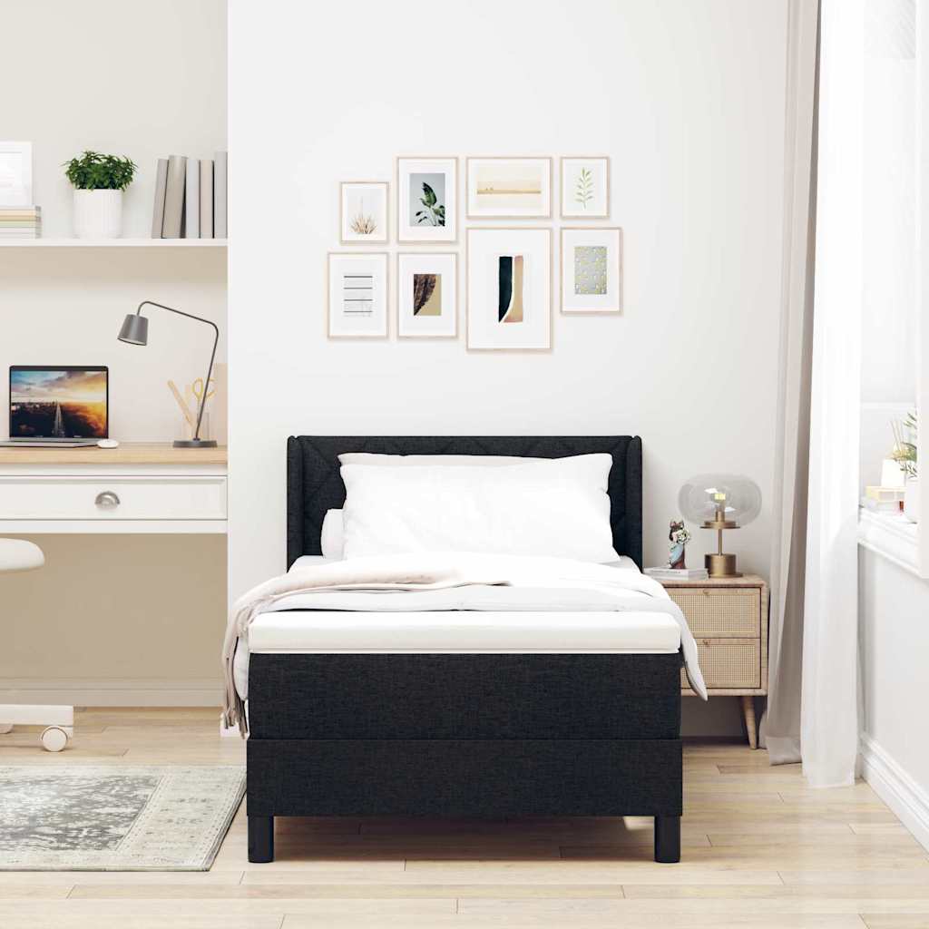 Letto a molle con materasso Nero 200 x 100 cm Tessuto