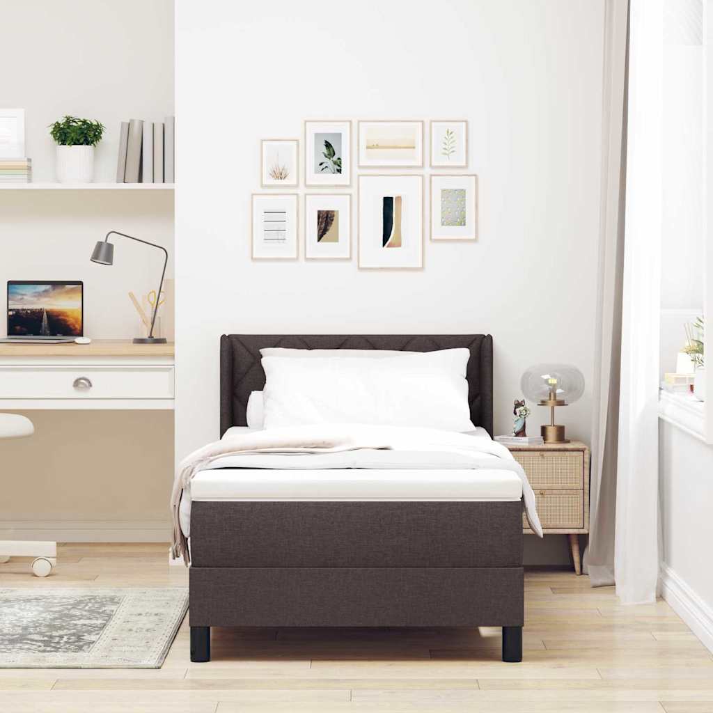 Letto a molle con materasso Marrone Scuro 200 x 100 cm Tessuto