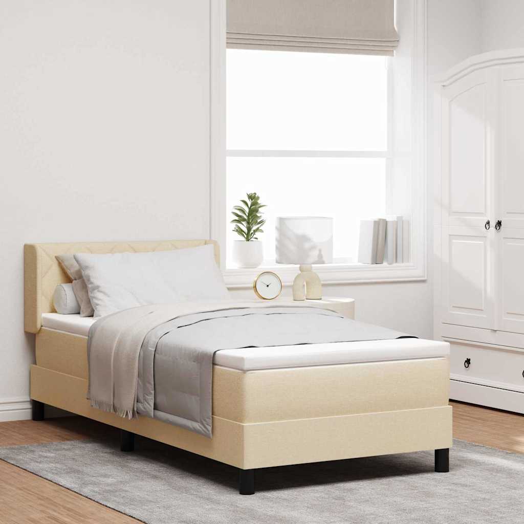 Letto a molle con materasso Crema 200 x 100 cm Tessuto