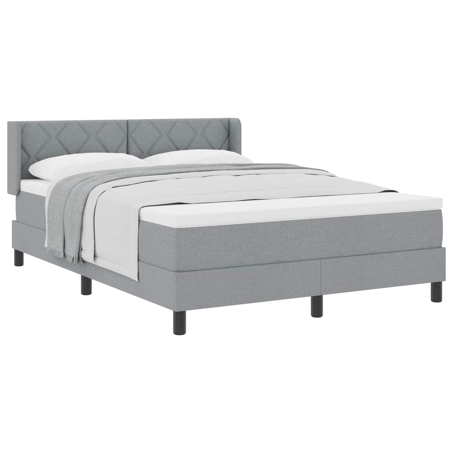 Letto a molle con materasso Grigio chiaro 200 x 160 cm Tessuto