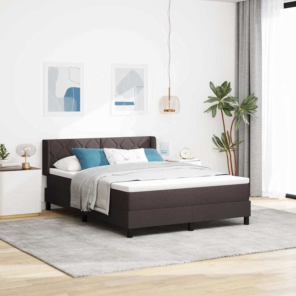 Letto a molle con materasso Marrone Scuro 200 x 160 cm Tessuto