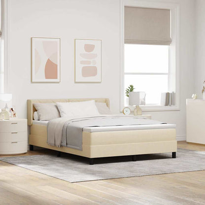 Letto a molle con materasso Crema 200 x 160 cm Tessuto