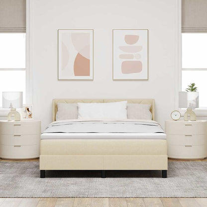 Letto a molle con materasso Crema 200 x 160 cm Tessuto