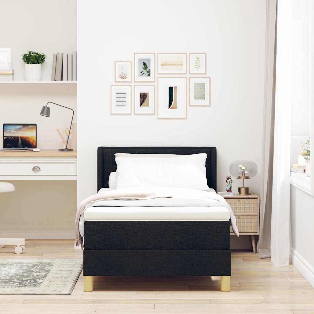 Letto a molle con materasso Nero 200 x 80 cm Tessuto