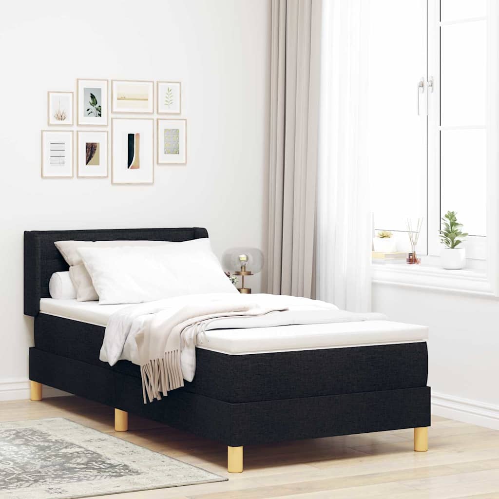 Letto a molle con materasso Nero 190 x 90 cm Tessuto
