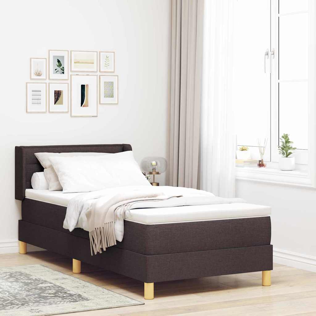 Letto a molle con materasso Marrone Scuro 190 x 90 cm Tessuto
