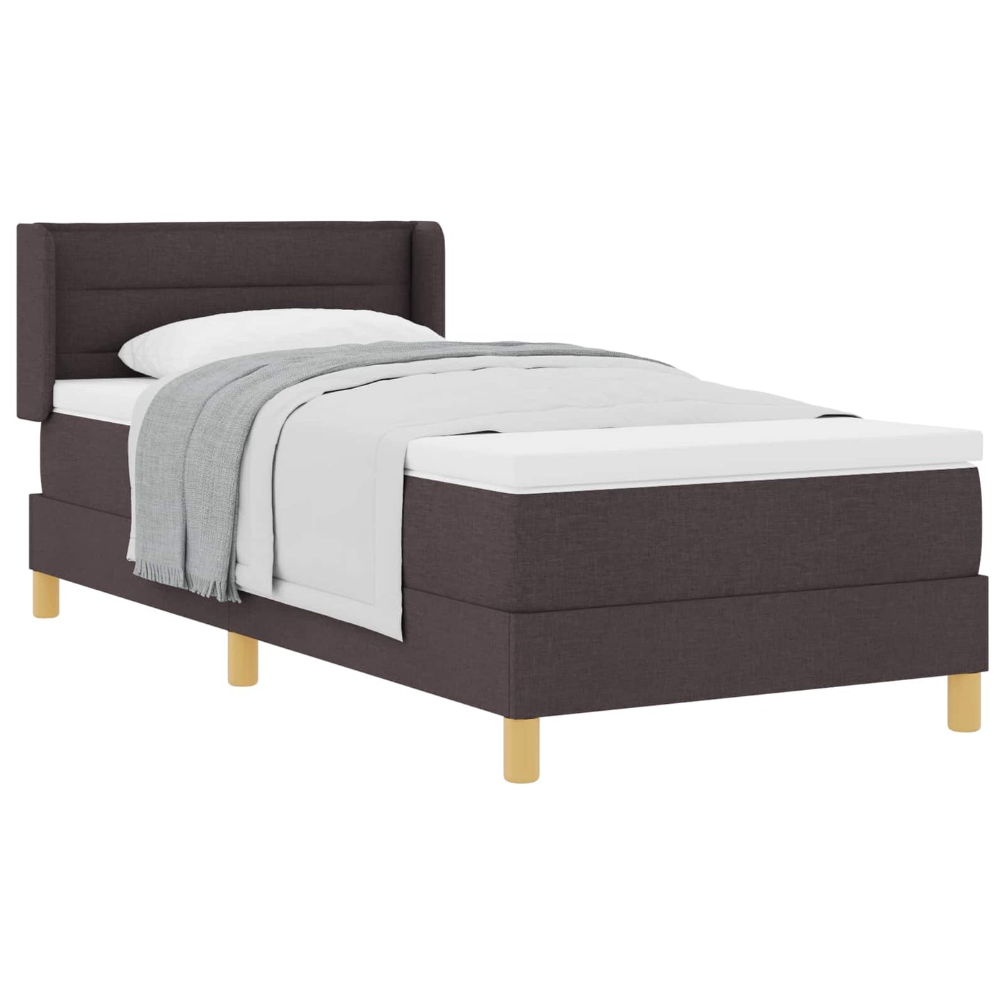 Letto a molle con materasso Marrone Scuro 190 x 90 cm Tessuto