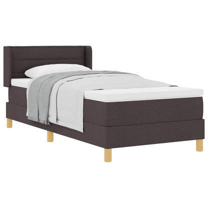 Letto a molle con materasso Marrone Scuro 190 x 90 cm Tessuto