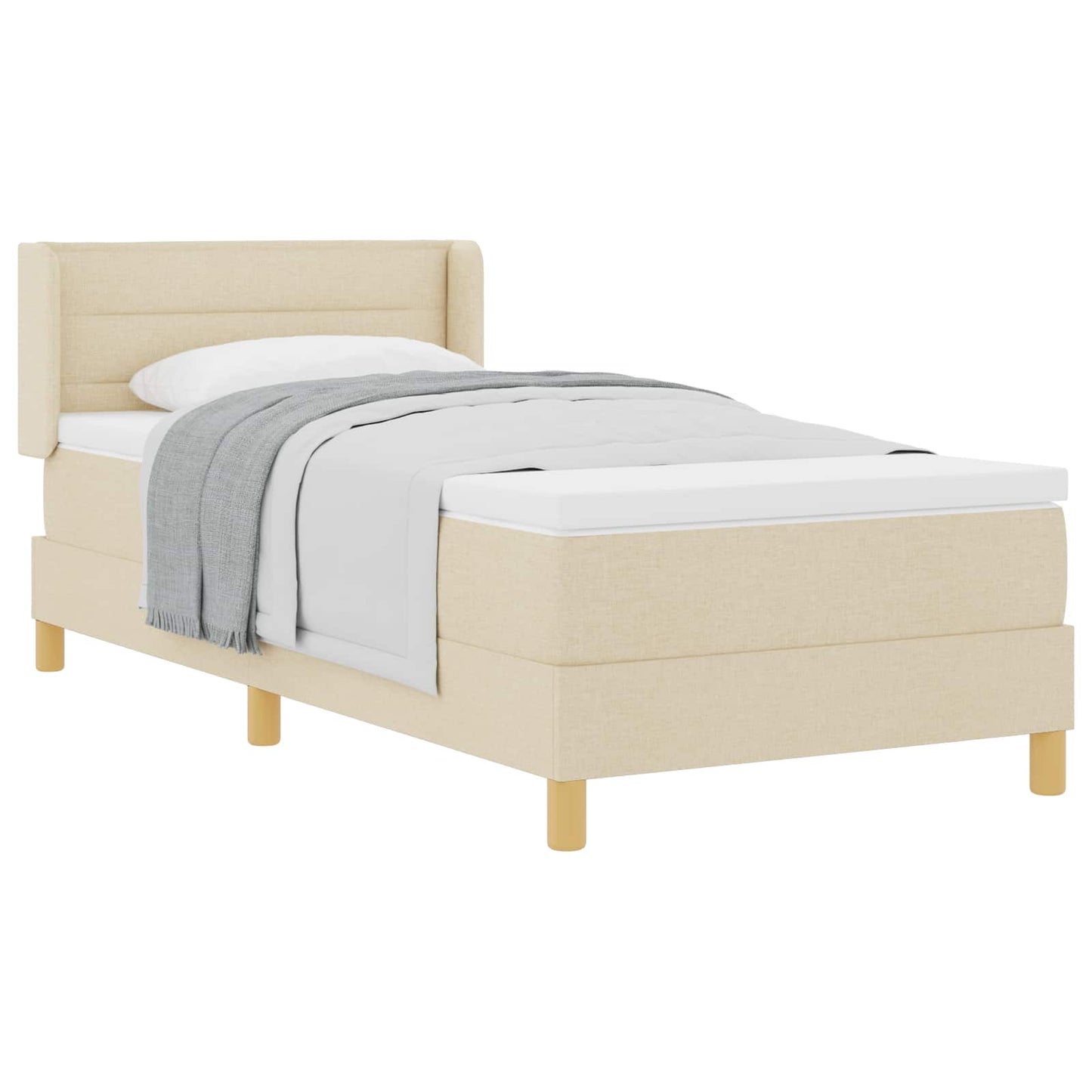 Letto a molle con materasso Crema 200 x 90 cm Tessuto