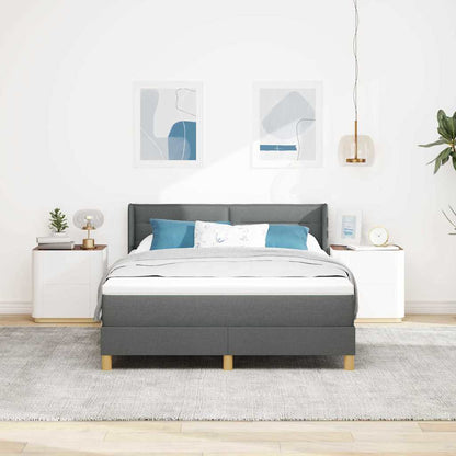 Letto a molle con materasso Grigio scuro 190 x 140 cm Tessuto
