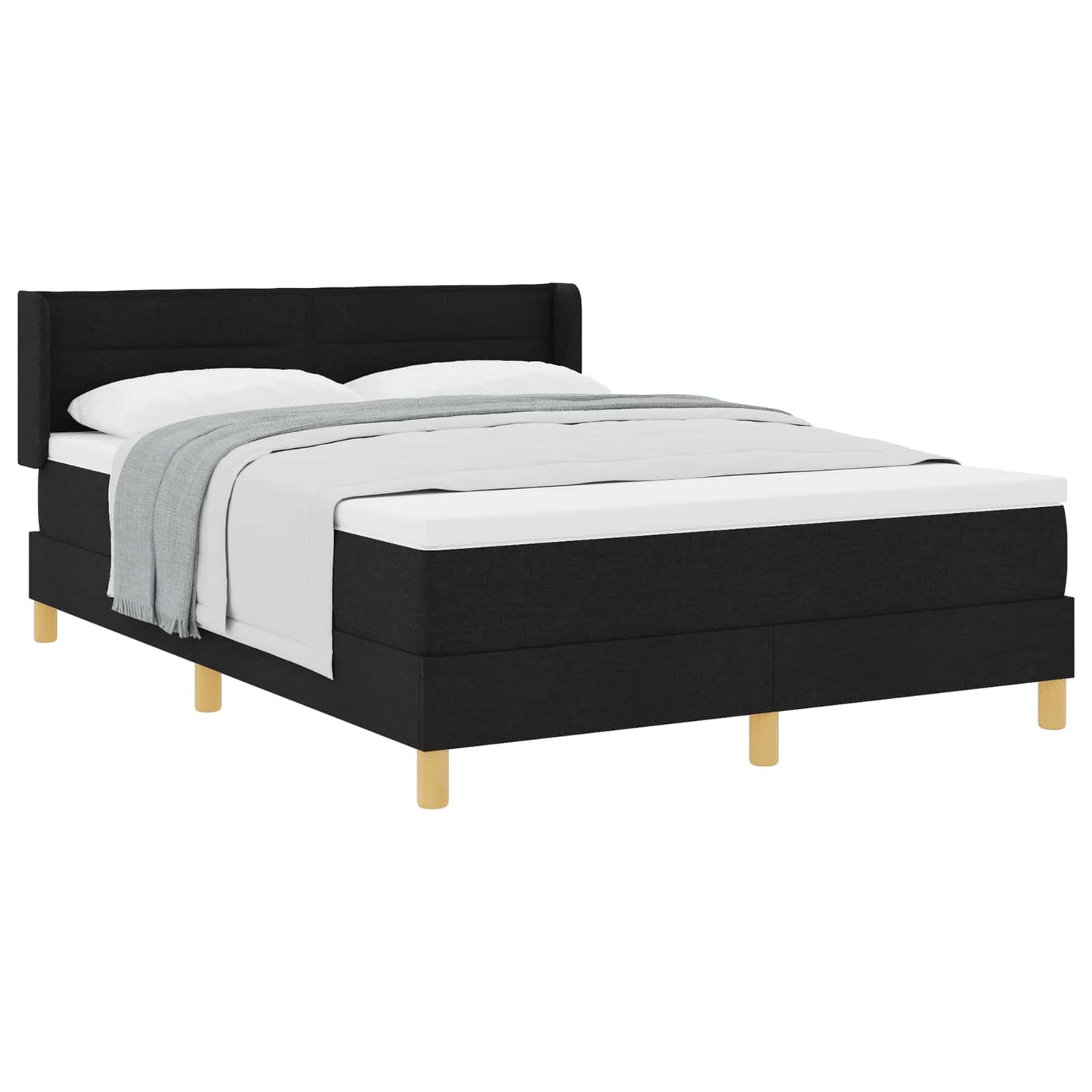 Letto a molle con materasso Nero 190 x 140 cm Tessuto