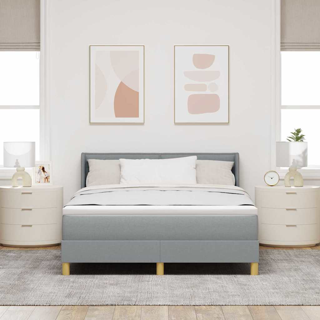 Letto a molle con materasso Grigio chiaro 200 x 140 cm Tessuto