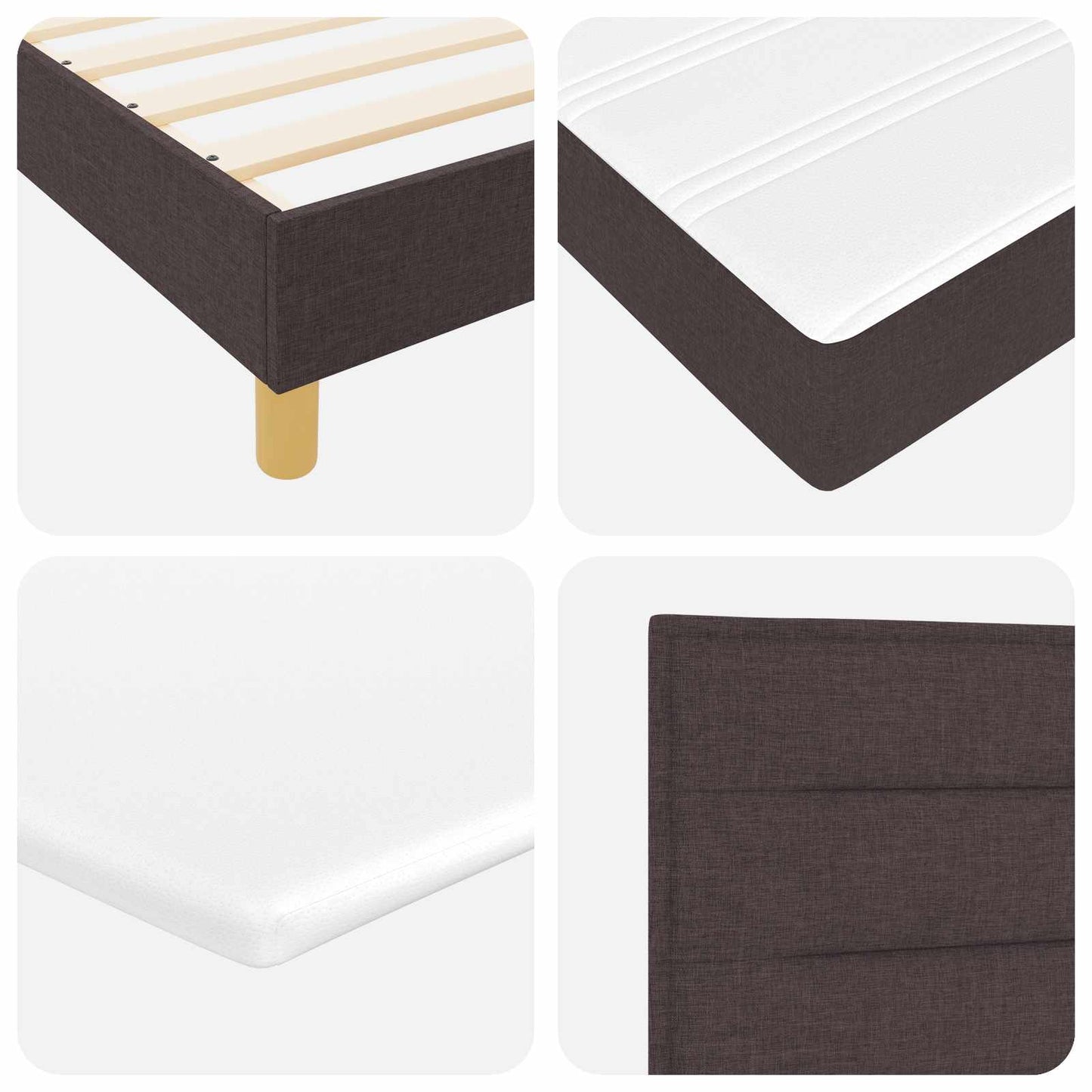 Letto a molle con materasso Marrone Scuro 200 x 160 cm Tessuto