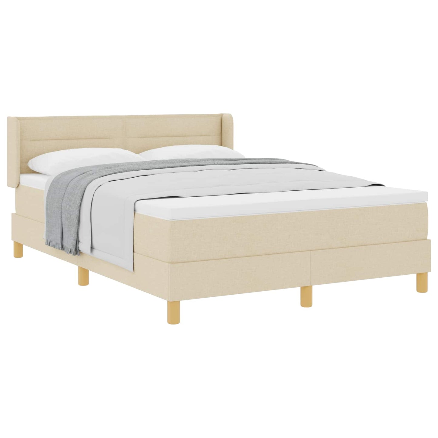 Letto a molle con materasso Crema 200 x 160 cm Tessuto