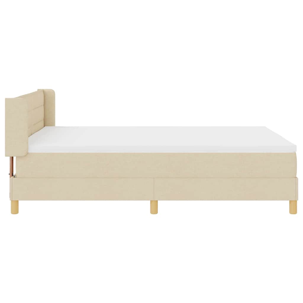 Letto a molle con materasso Crema 200 x 160 cm Tessuto