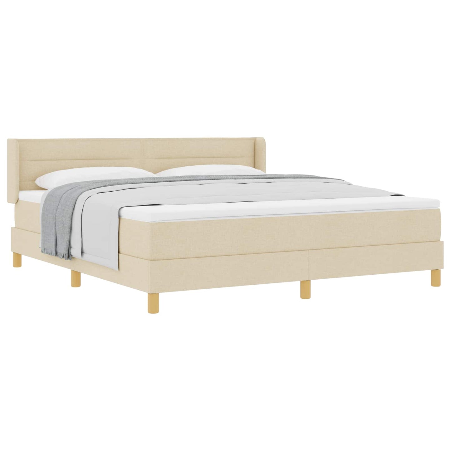 Letto a molle con materasso Crema 200 x 180 cm Tessuto
