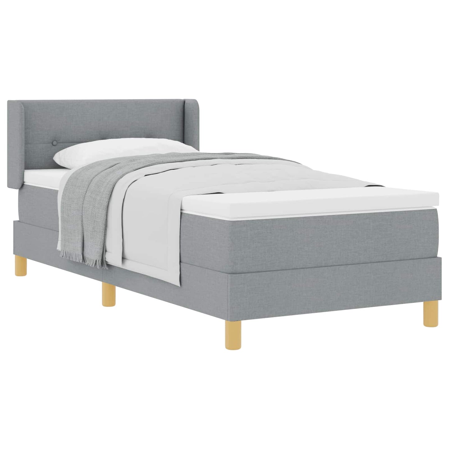 Letto a molle con materasso Grigio chiaro 190 x 90 cm Tessuto