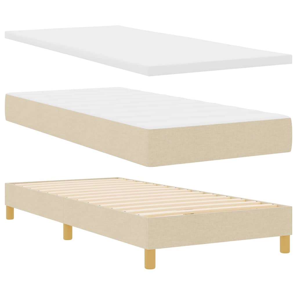 Letto a molle con materasso Crema 200 x 90 cm Poliestere