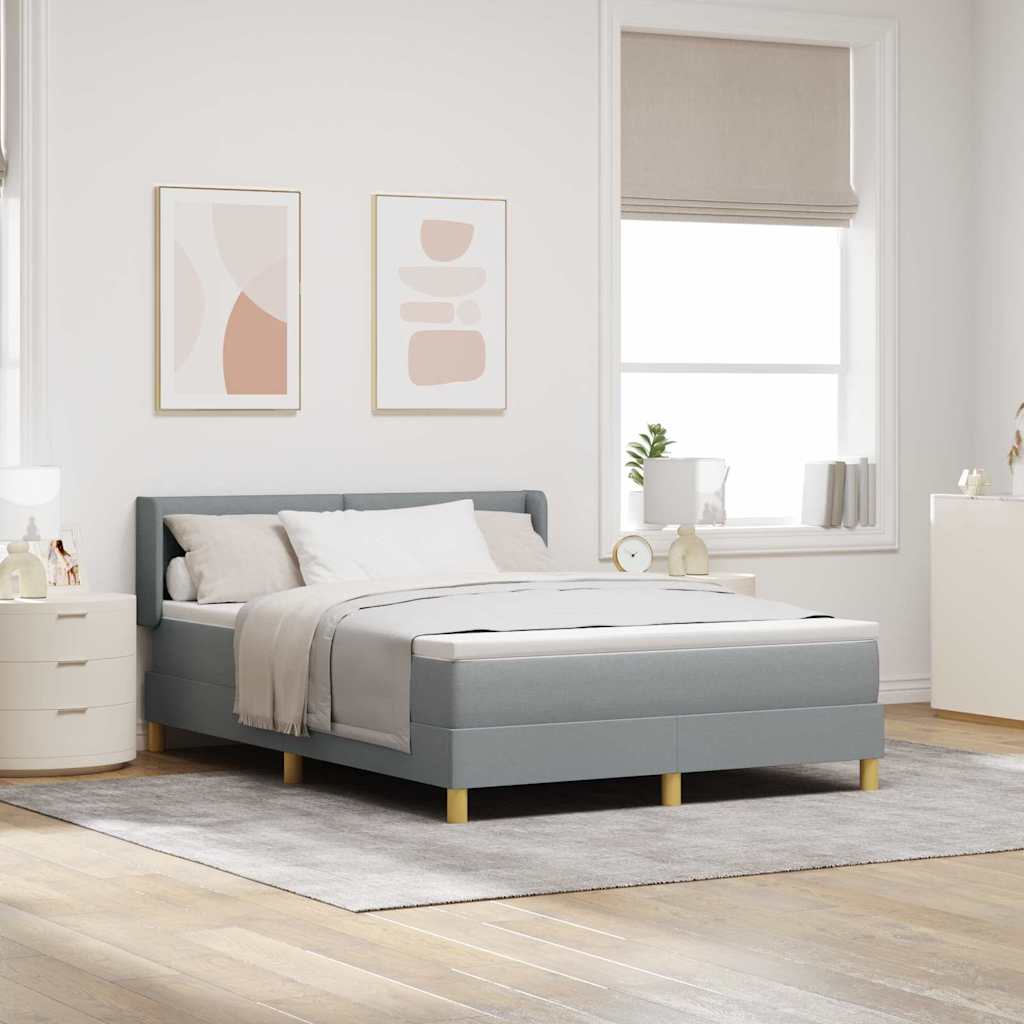 Letto a molle con materasso Grigio chiaro 190 x 140 cm Tessuto