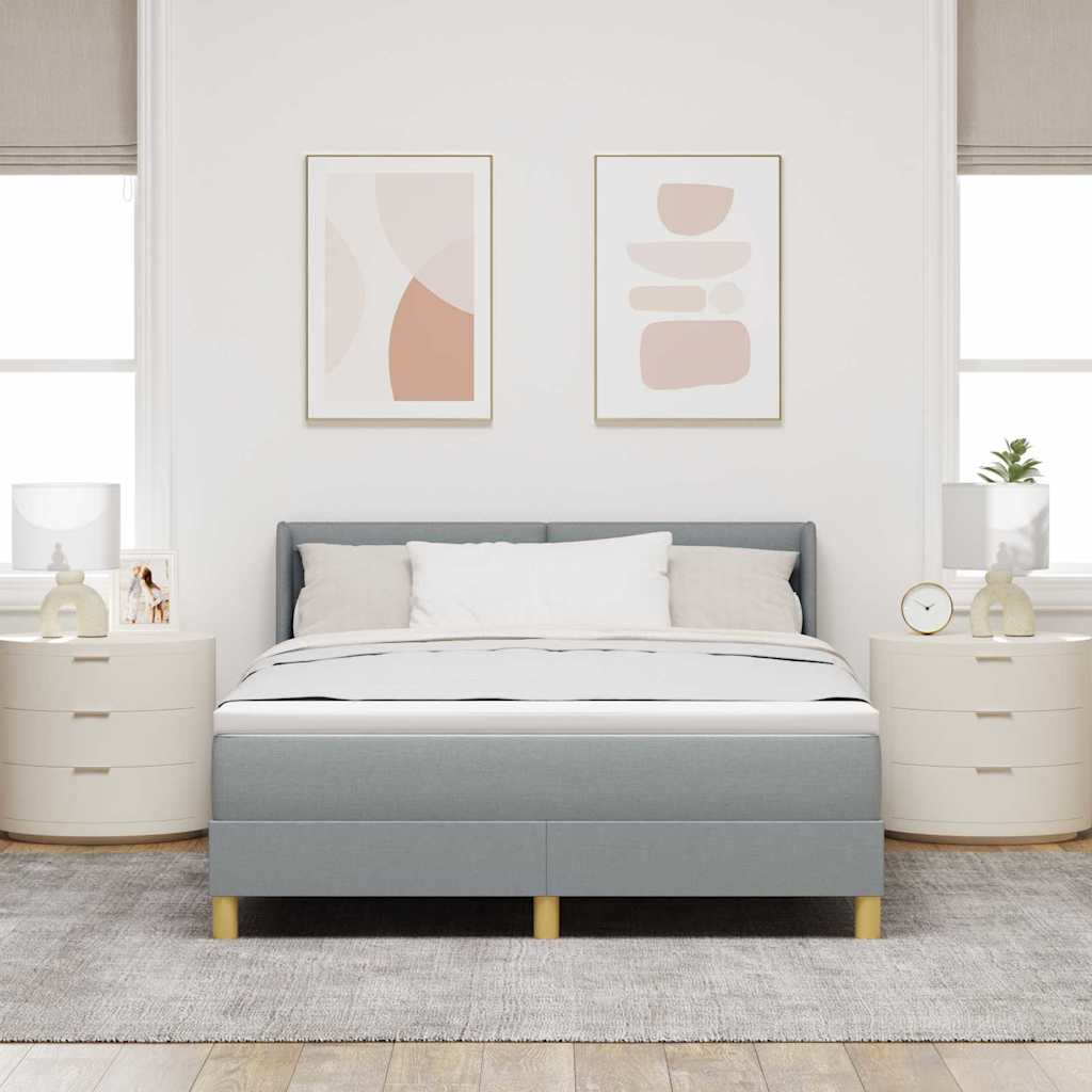 Letto a molle con materasso Grigio chiaro 190 x 140 cm Tessuto