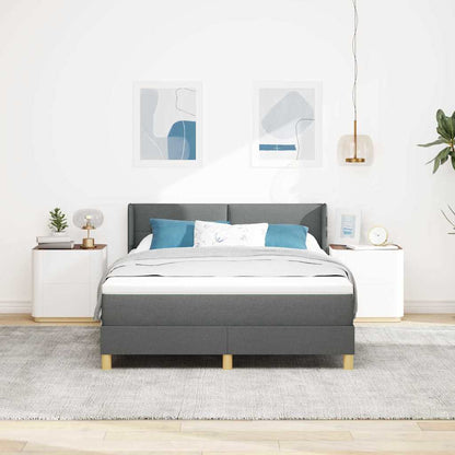 Letto a molle con materasso Grigio scuro 190 x 140 cm Tessuto