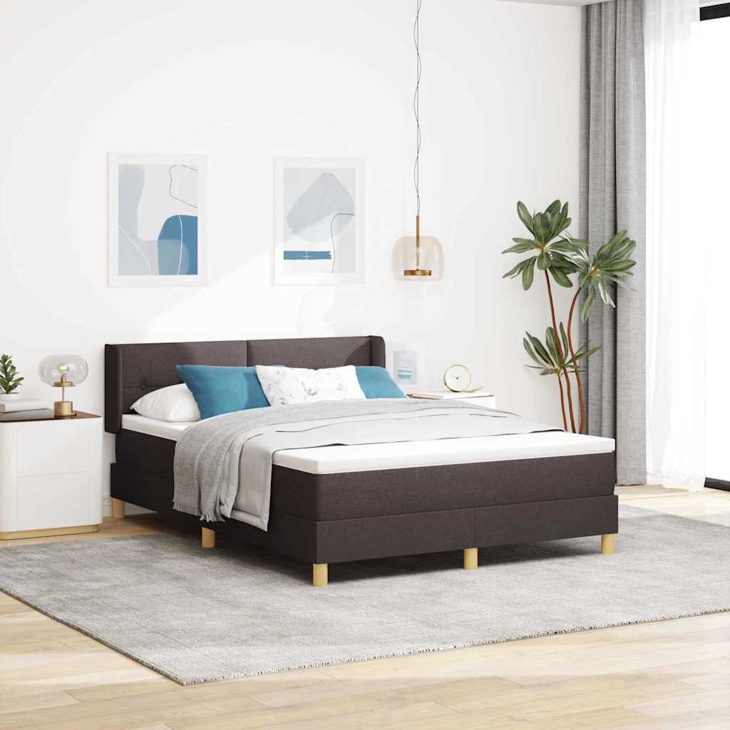 Letto a molle Marrone Scuro 190 x 140 cm Poliestere