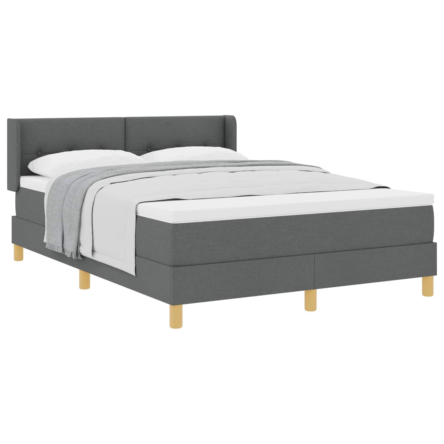 Letto a molle con materasso Grigio scuro 200 x 140 cm Tessuto