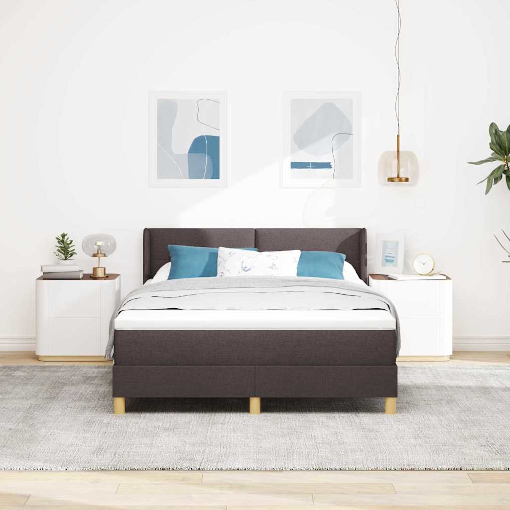 Letto a molle con materasso Marrone Scuro 200 x 140 cm Tessuto