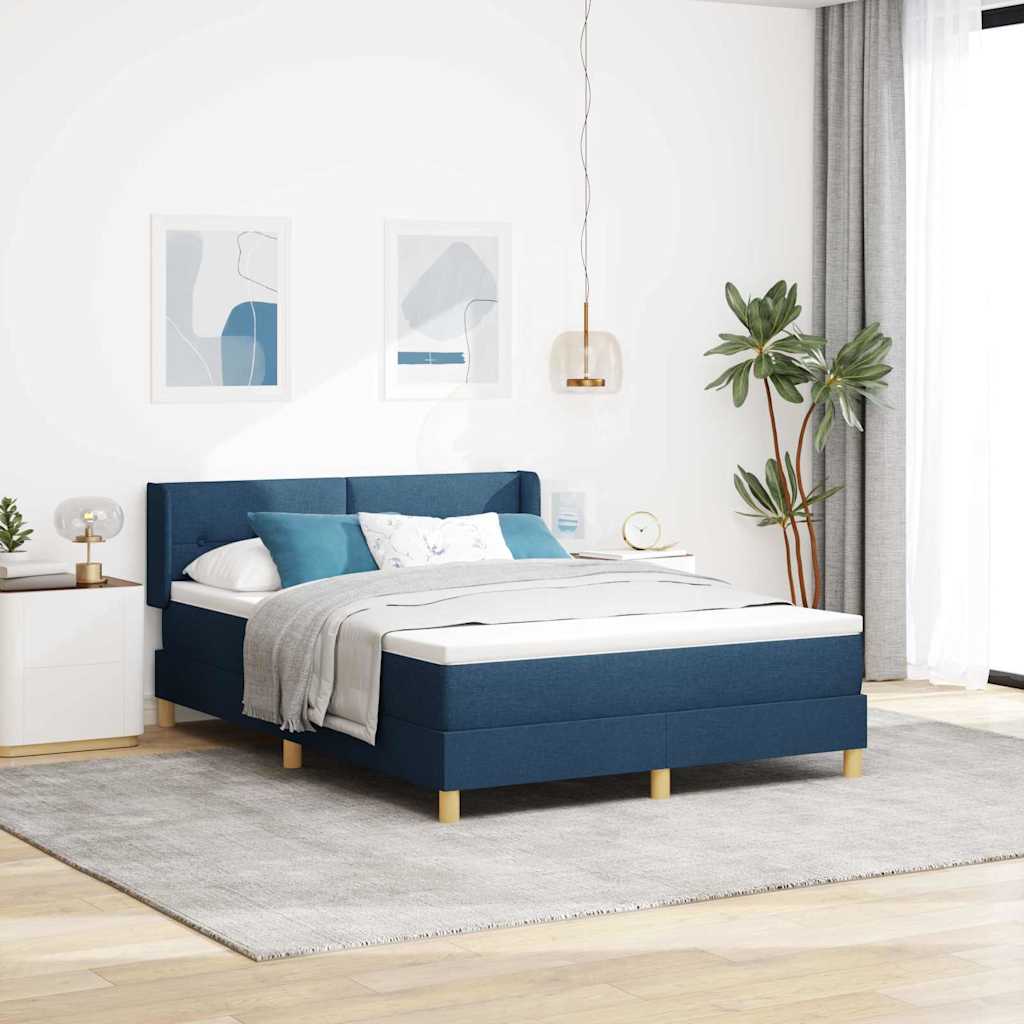 Letto a molle con materasso Blu 200 x 160 cm Tessuto