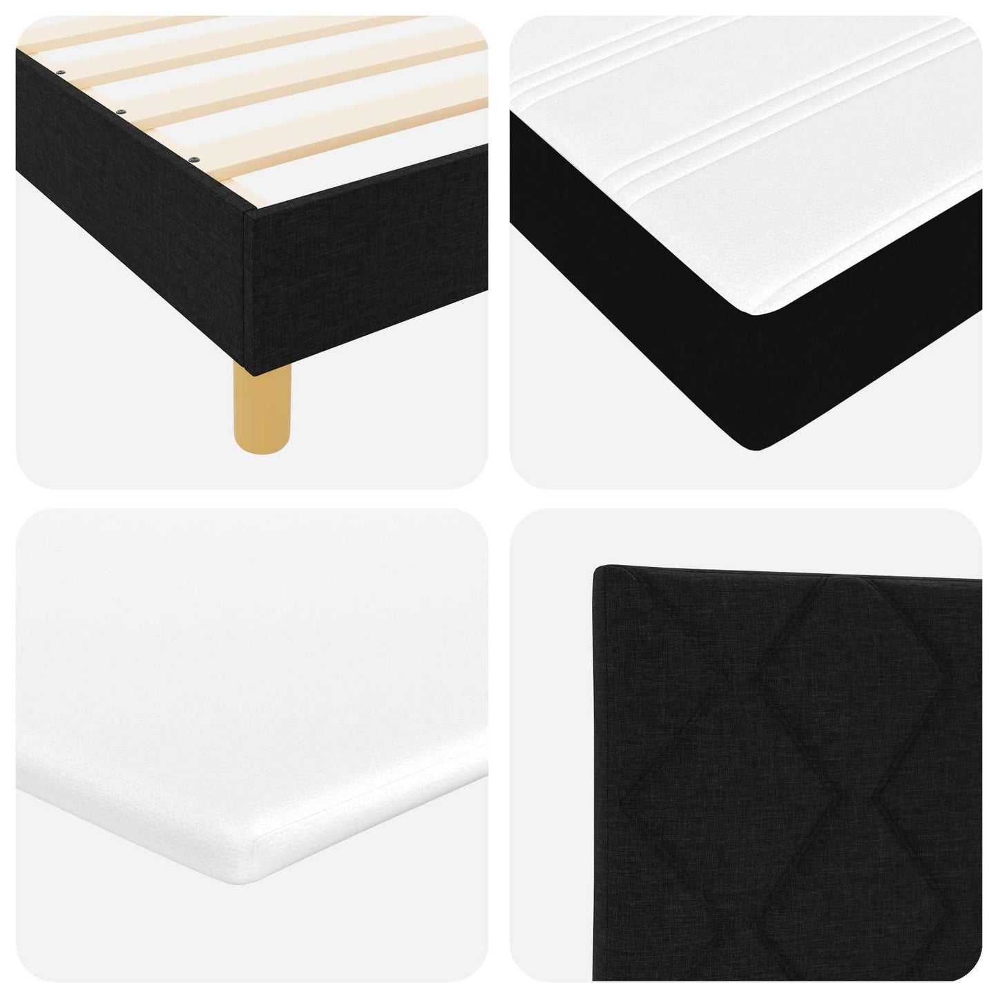 Letto a molle con materasso Nero 200 x 180 cm Tessuto