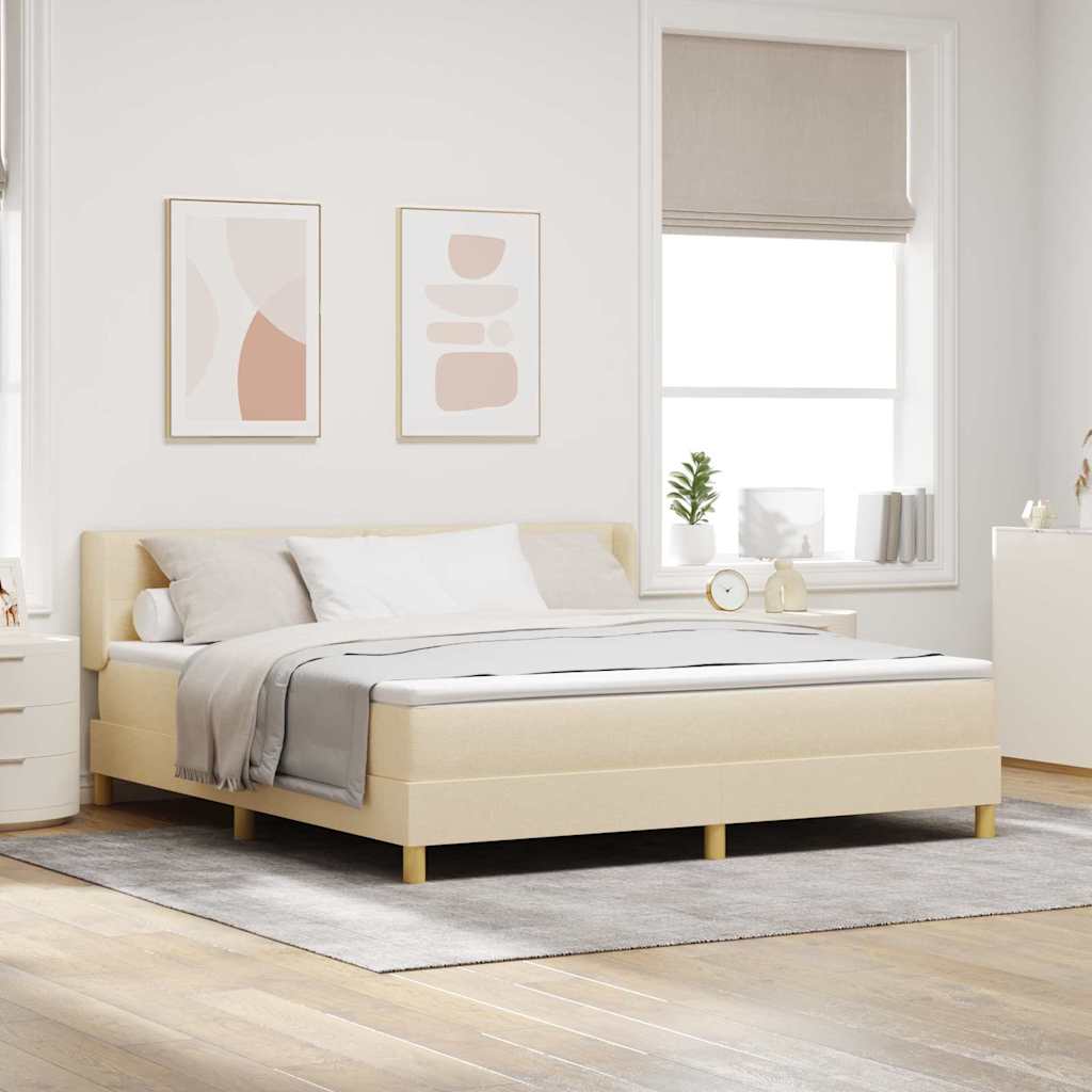 Letto a molle con materasso Crema 200 x 180 cm Poliestere