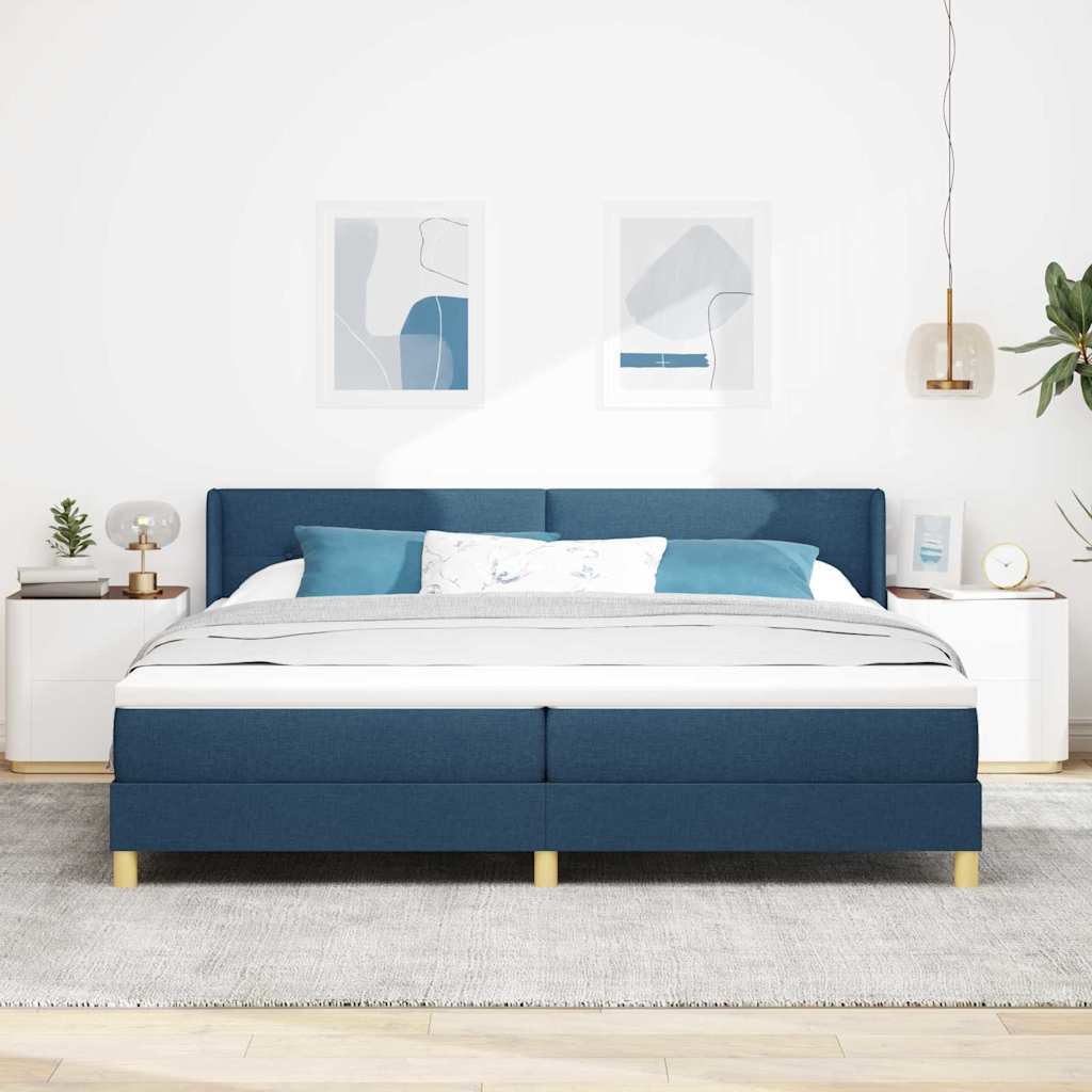 <strong>Letto a Molle< / strong> Blu 200 x 200 cm Tessuto