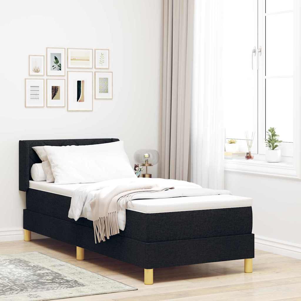 Letto a molle con materasso Nero 200 x 80 cm Tessuto