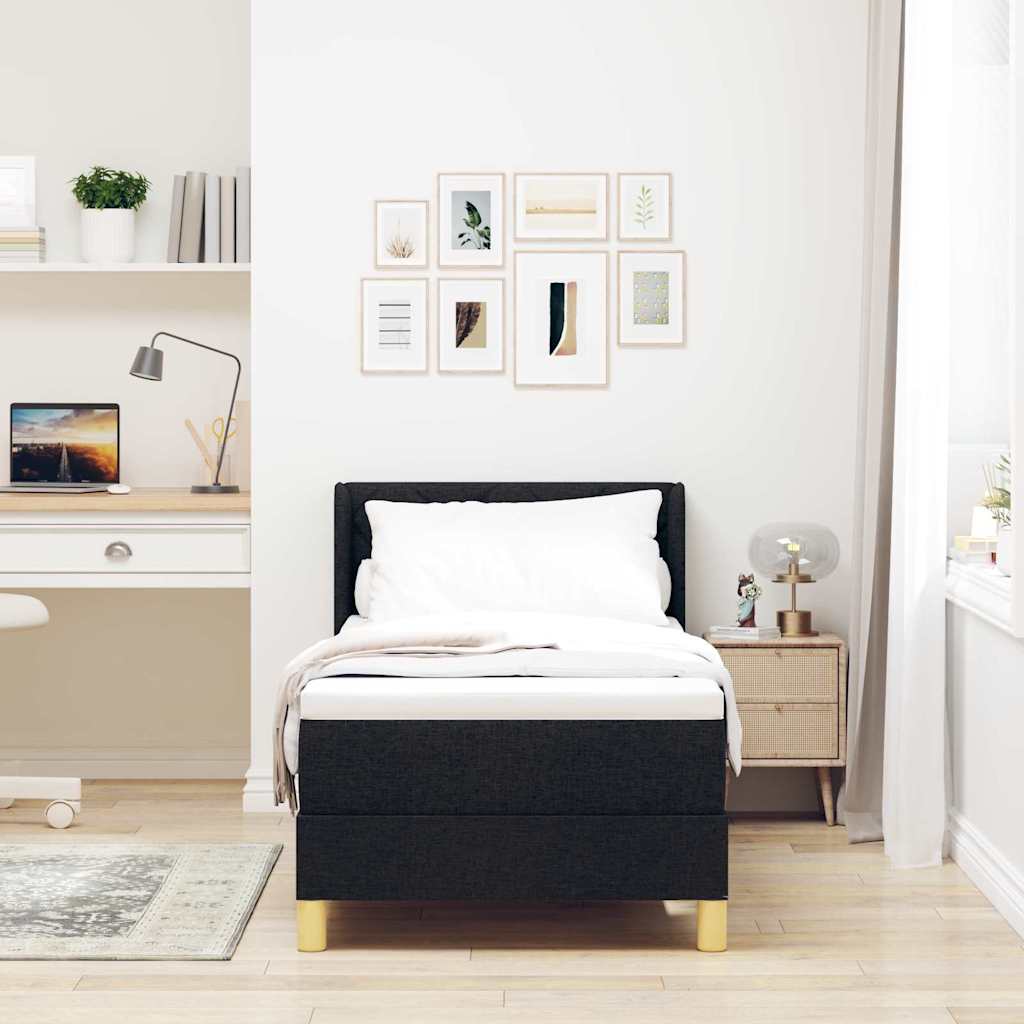 Letto a molle con materasso Nero 200 x 80 cm Tessuto