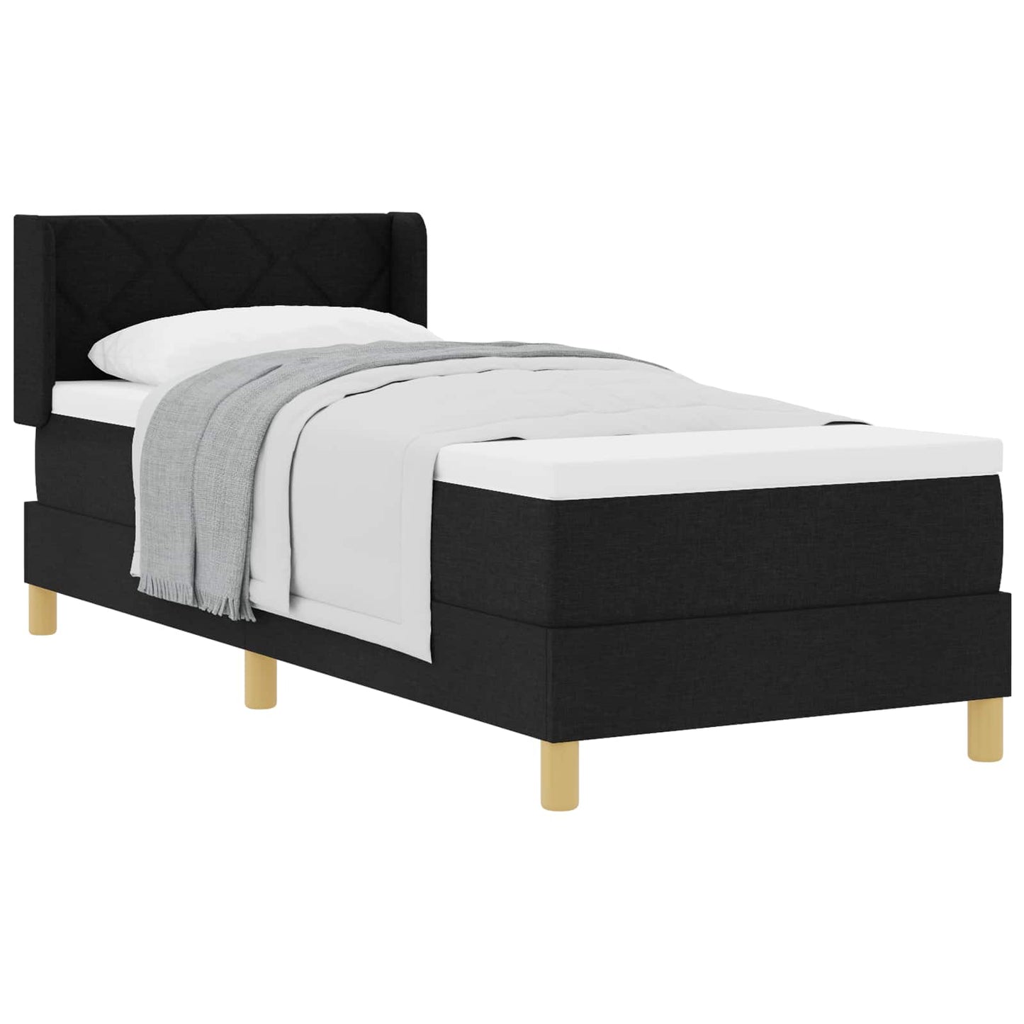 Letto a molle con materasso Nero 200 x 80 cm Tessuto