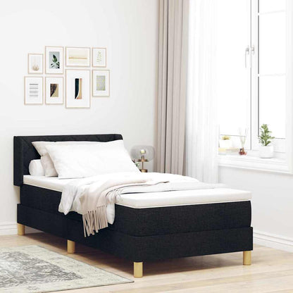 Letto a molle con materasso Nero 190 x 90 cm Tessuto