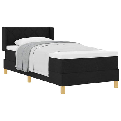 Letto a molle con materasso Nero 190 x 90 cm Tessuto
