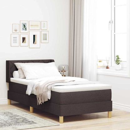 Letto a molle con testiera Marrone Scuro 190 x 90 cm Poliestere