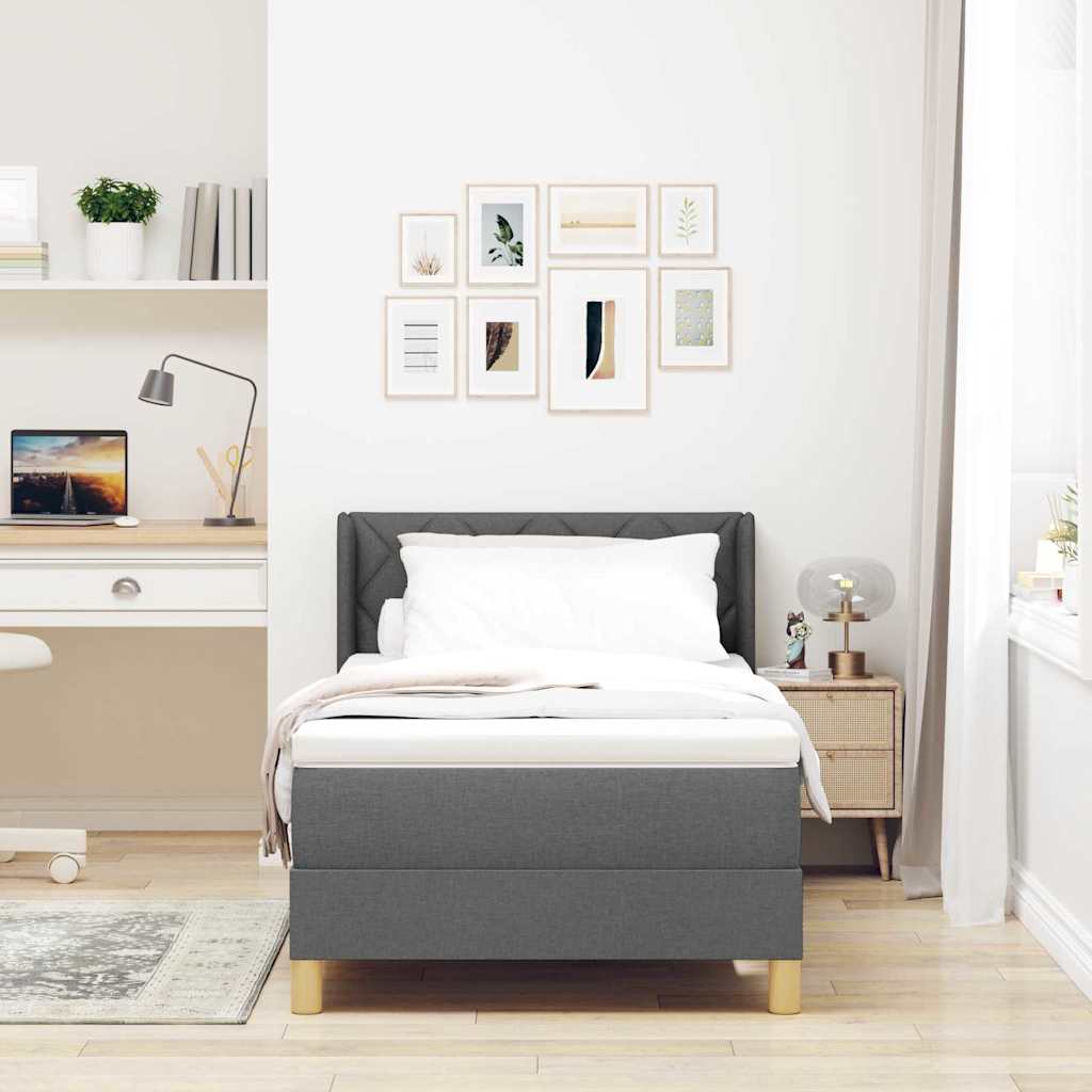 Letto a molle con materasso Grigio scuro 200 x 90 cm Tessuto