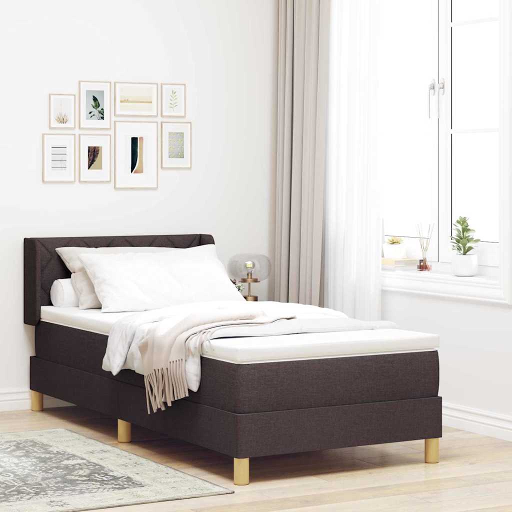 Letto a molle con testiera Marrone Scuro 200 x 90 cm Poliestere