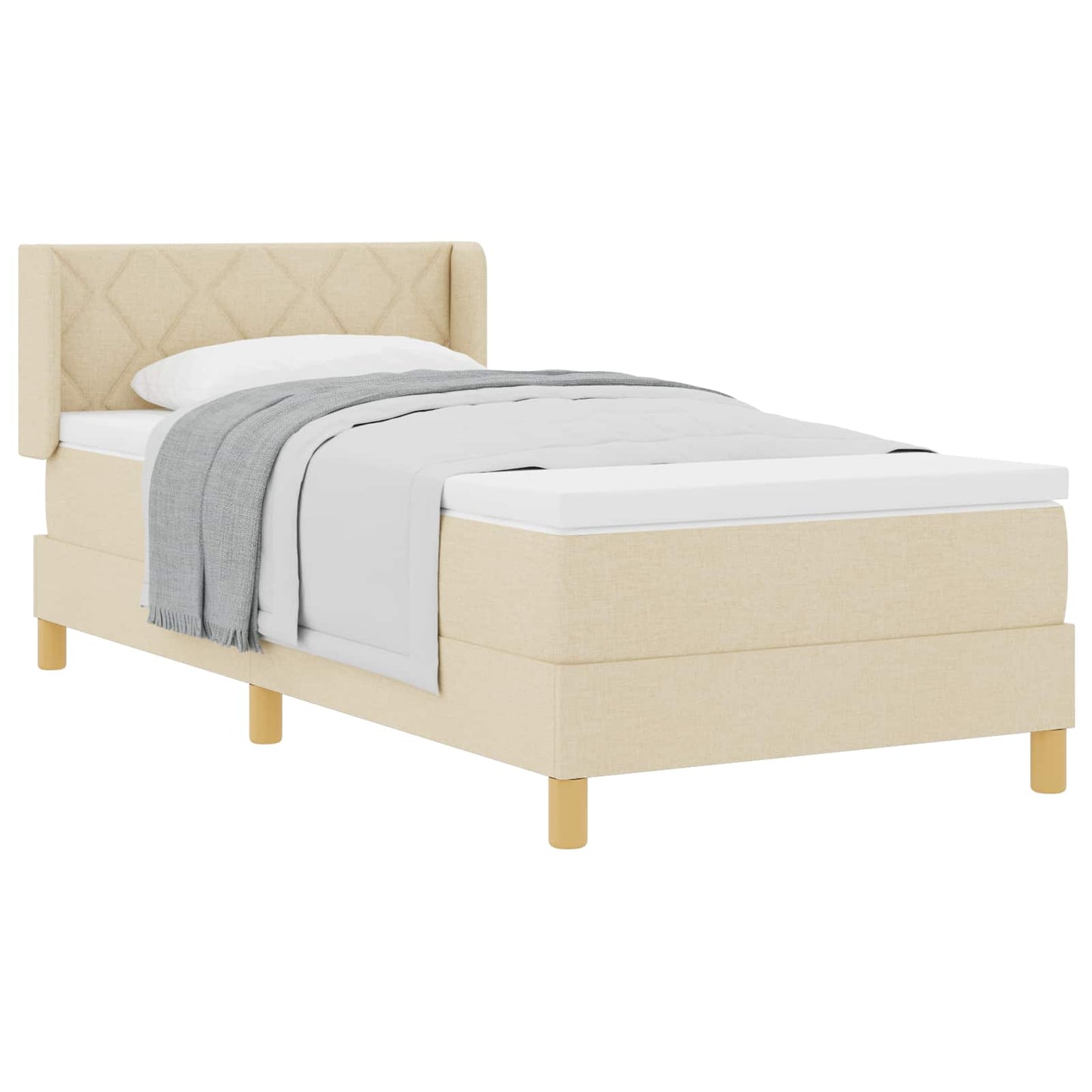 Letto a molle con materasso Crema 200 x 100 cm Poliestere