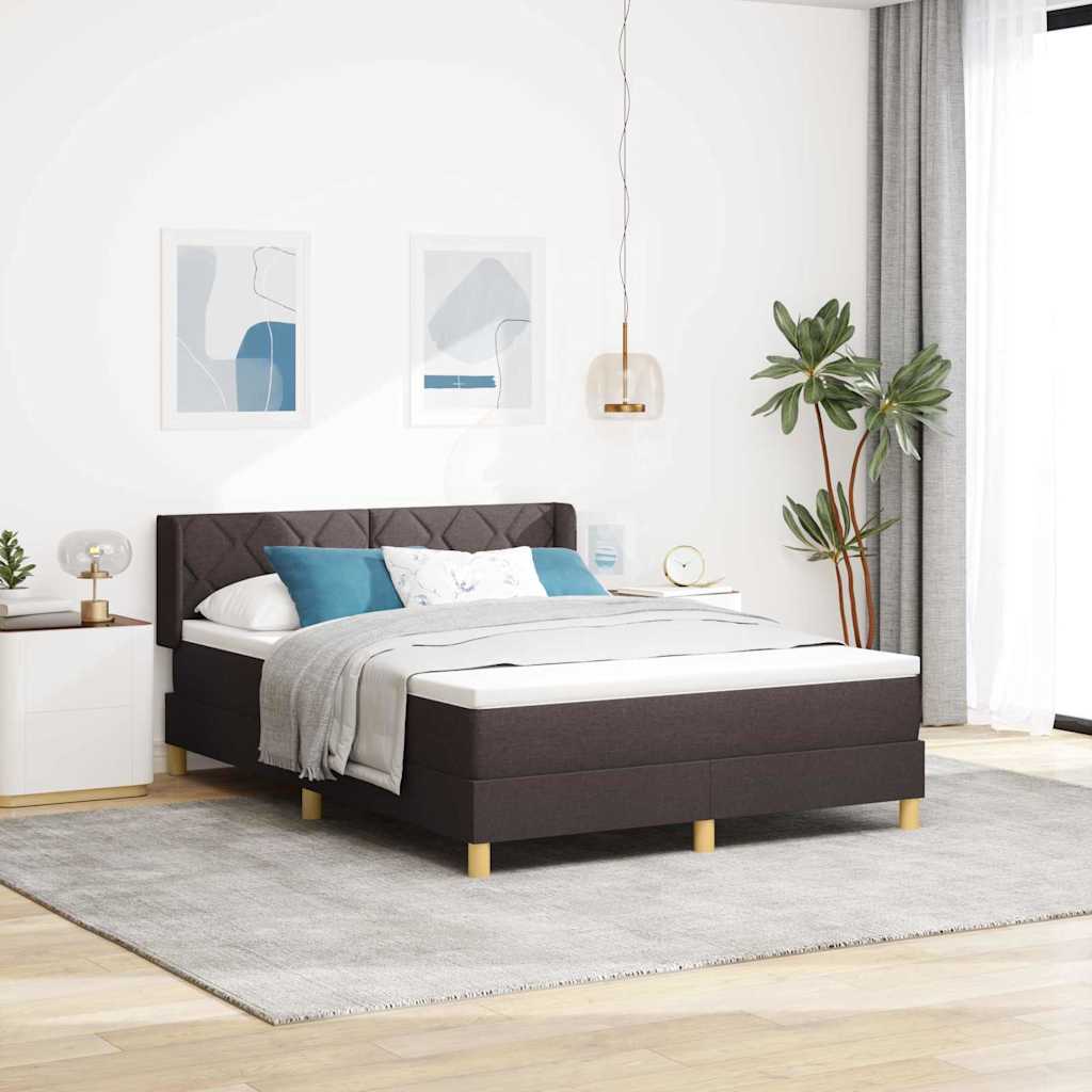 Letto a molle Marrone Scuro 200 x 140 cm Poliestere