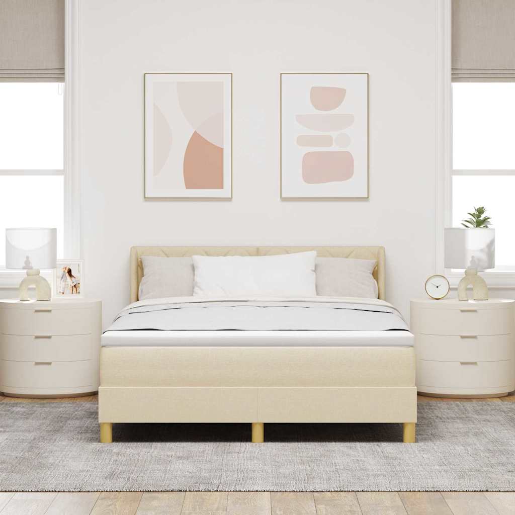<strong>Letto a Molle< / strong> Crema 160 x 200 cm Tessuto