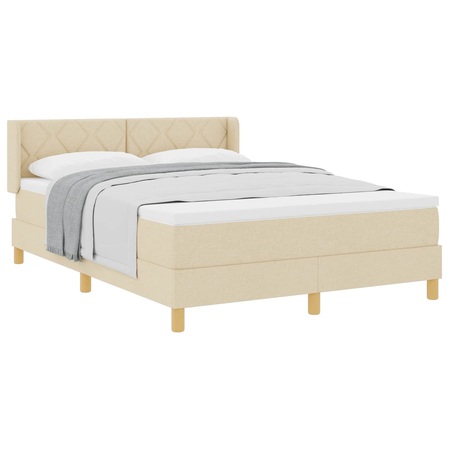 <strong>Letto a Molle< / strong> Crema 160 x 200 cm Tessuto