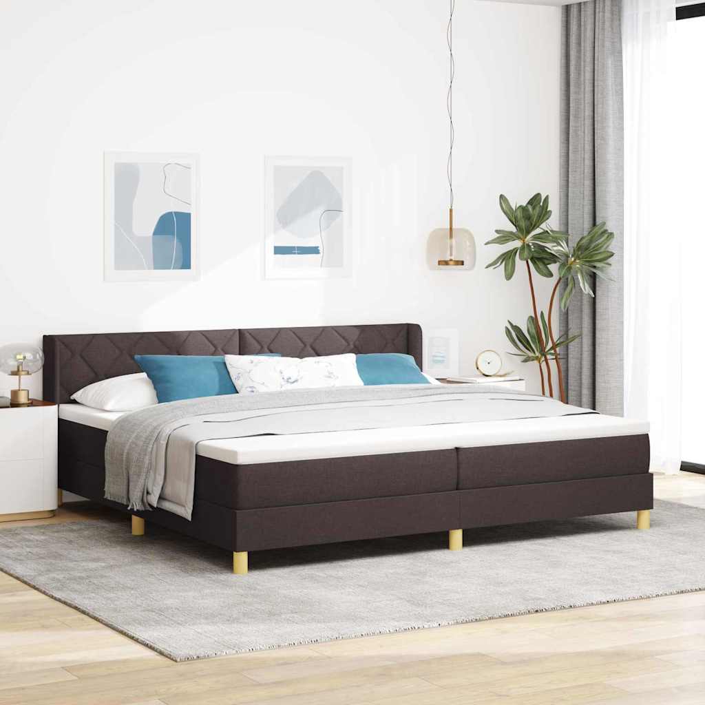Letto a molle Marrone Scuro 200 x 200 cm Poliestere