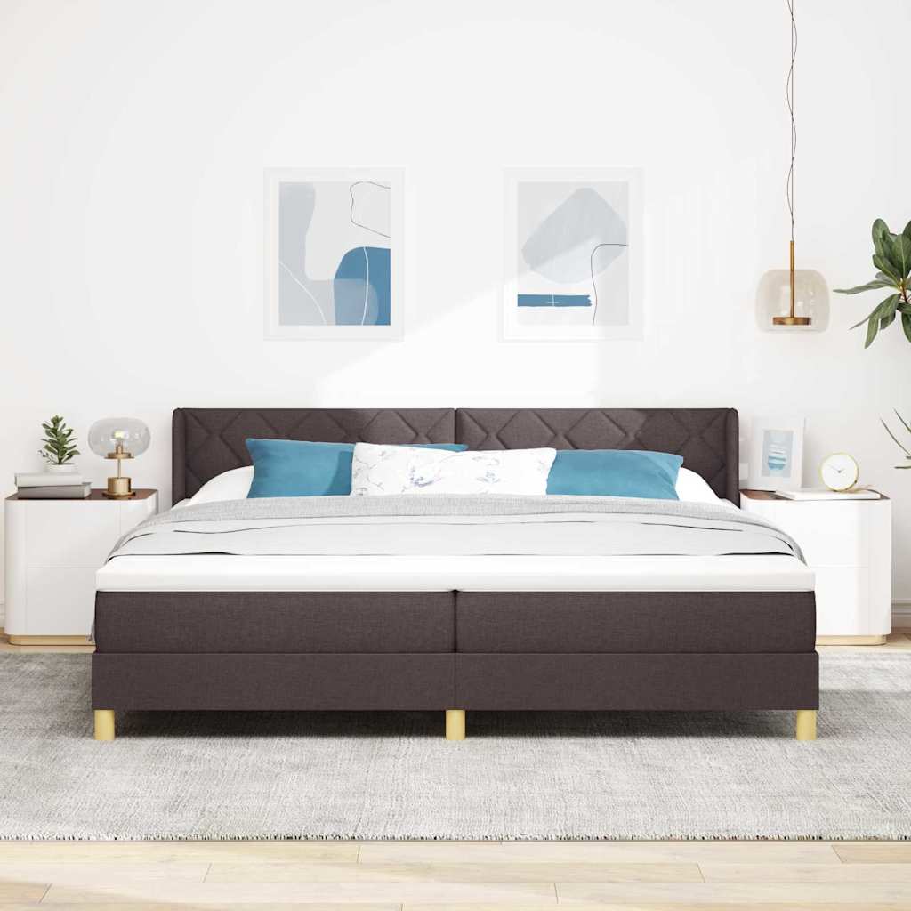 Letto a molle Marrone Scuro 200 x 200 cm Poliestere